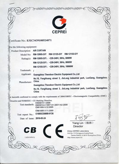 Heating type Air Curtain CE certification